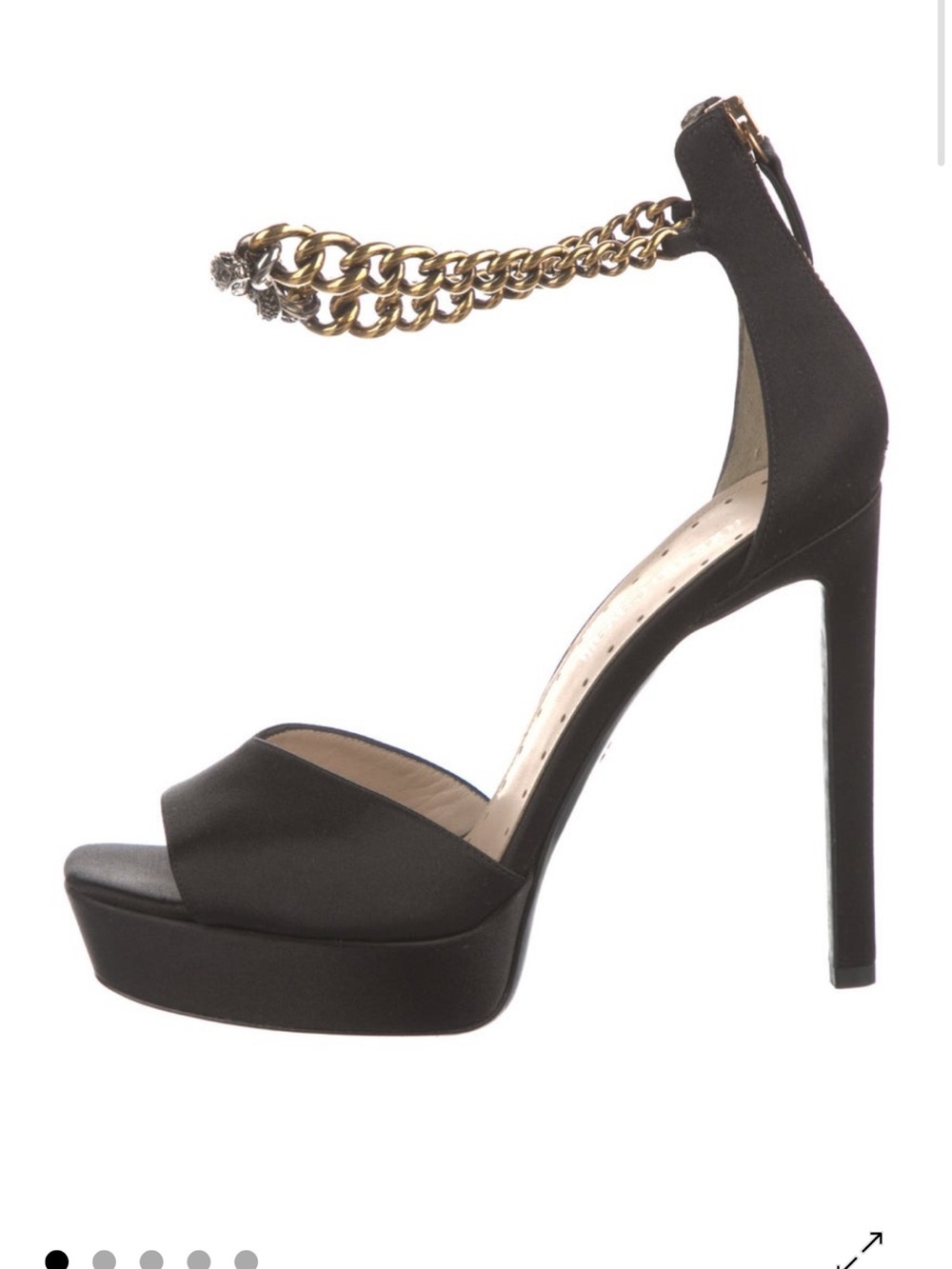 Roberto Cavalli Black Platform Stiletto with Gold Chain Ankle Strap